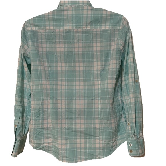 Peter Millar Women's LS Green Plaid Shirt Sz L Golf Pride Grips Logo - Picture 3 of 10